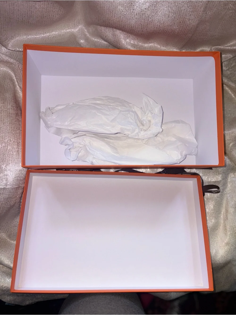 Hermes Orange Gift Boxes with Brown Ribbons